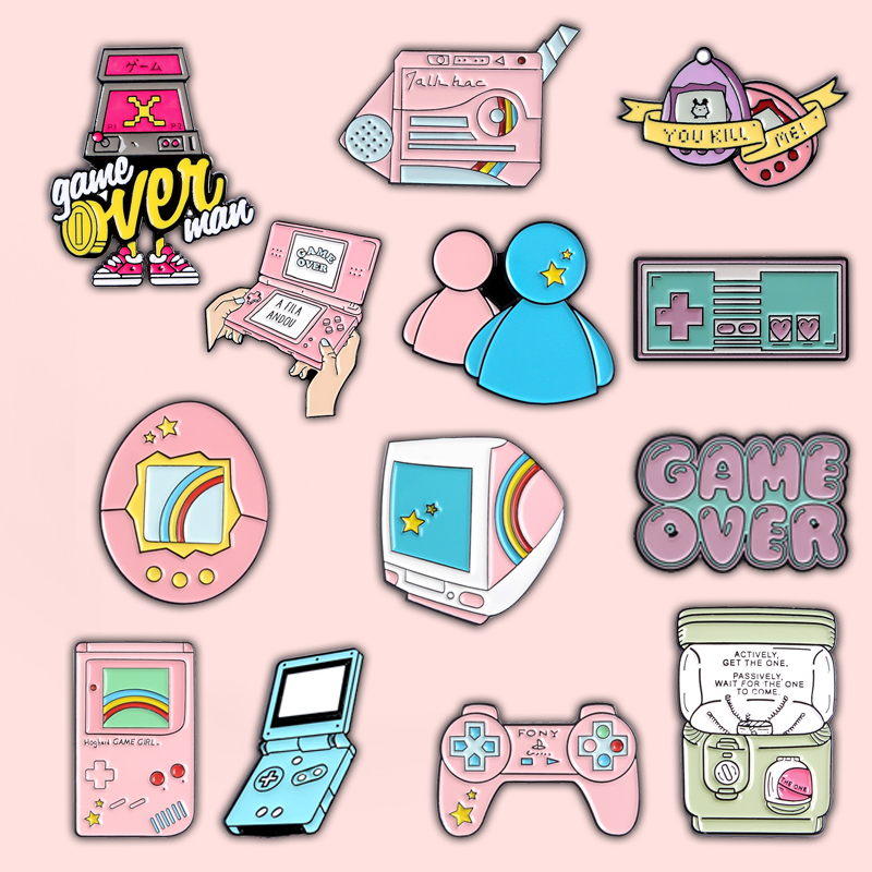Retro Gaming Gif - PLAY! 80's 90's Game Enamel Pins