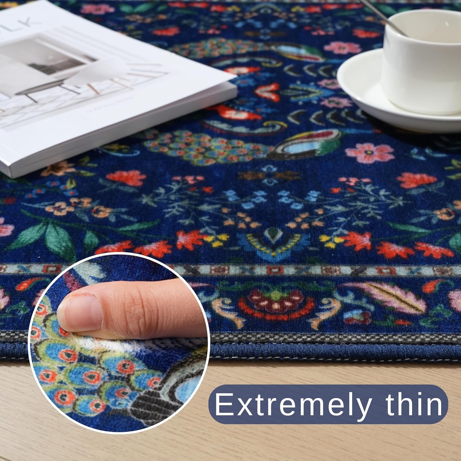 Navy Peacock Deer Floral Area  - огляд і ціна Retro Gaming Rug